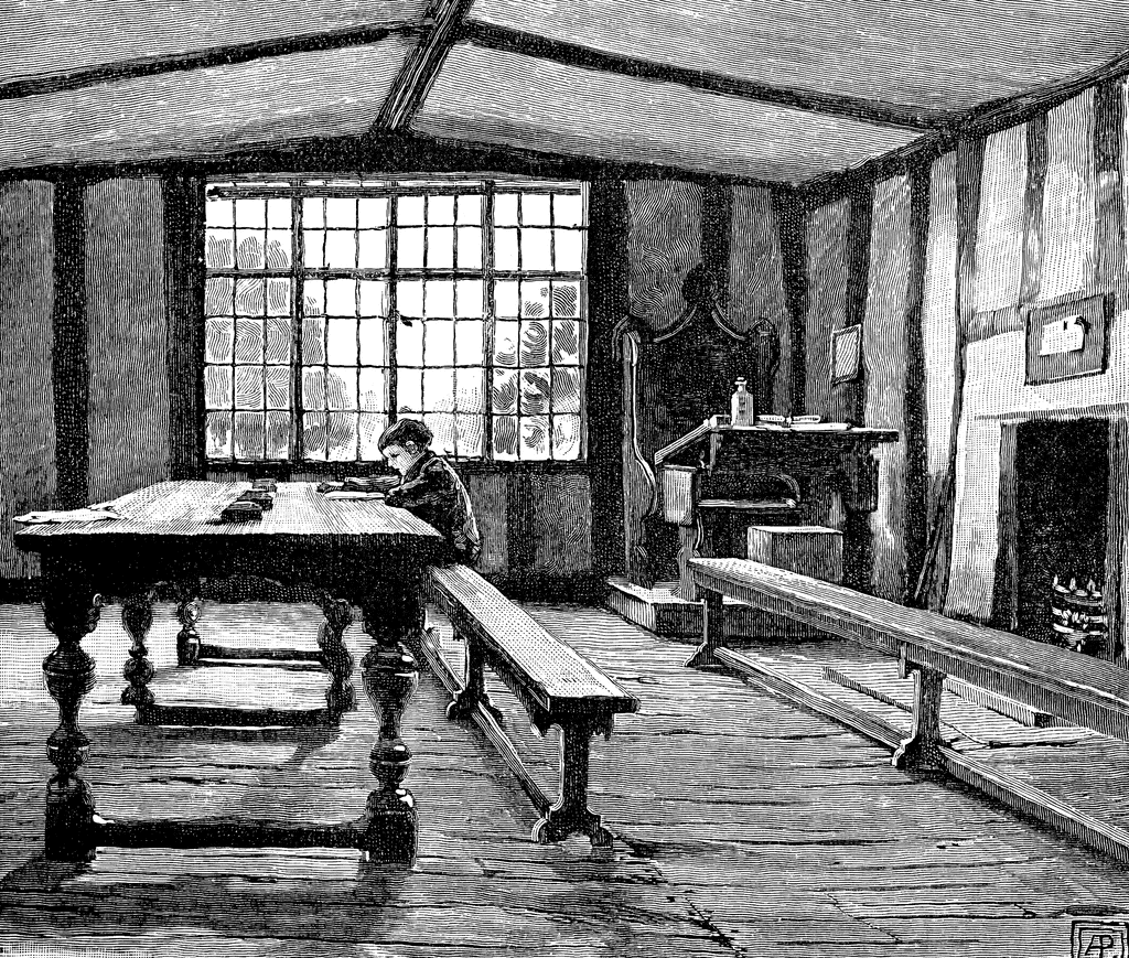 Schoolroom and Boy Studying